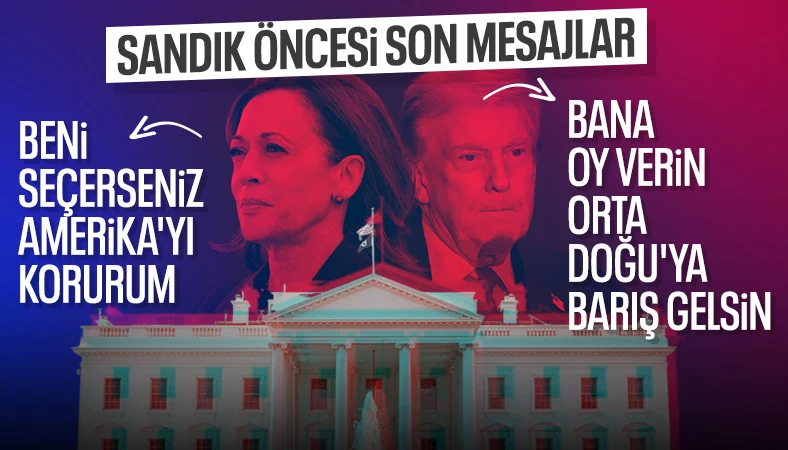 ABD'de kritik seçim: Donald Trump ve Kamala Harris'ten son mesajlar