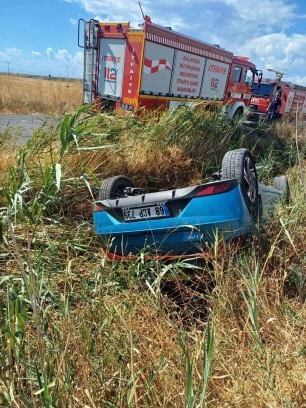 Ayvalık'ta Otomobil Takla Attı! Yaralı Sürücü Hastanede