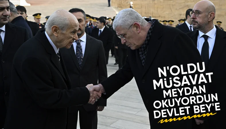 Devlet Bahçeli ve Müsavat Dervişoğlu Anıtkabir'de tokalaştı