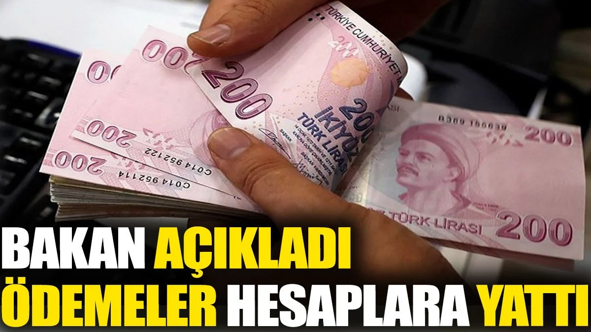 Ödemeler hesaplara yattı. Bakan açıkladı